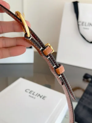 Celine bag strap brown leather adjustable gold-tone buckle accessory