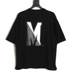 Marni T-shirt black cotton oversized fit with large white and gray M logo on back