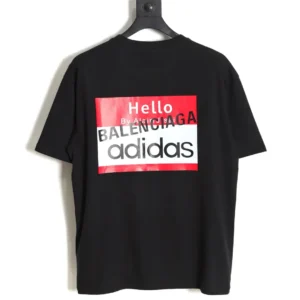 Balenciaga T-shirt black cotton "Hello by Alain" red white black graphic print design