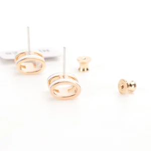 Bvlgari B.zero1 stud earrings rose gold white ceramic post back closure accessories