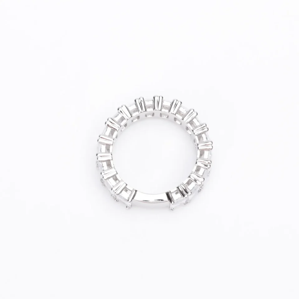 Repsgoat baguette cut eternity ring silver metal clear stones accessory