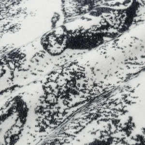 Dior Sauvage Zoo Tassel Long Wool Scarf featuring intricate black and white printed patterns on soft cashmere fabric, emphasizing luxury and designer fashion.