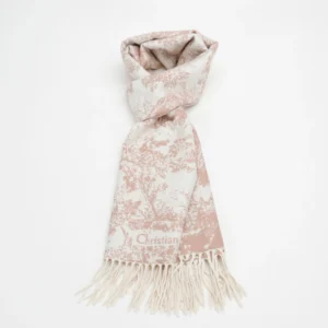Christian Dior scarf beige white wool blend with fringe detailing
