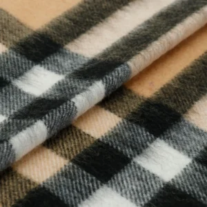 Repsgoat scarf beige black white plaid pattern soft wool material accessory