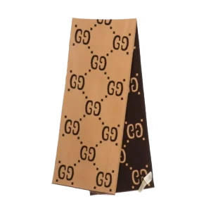 Gucci silk scarf beige brown GG pattern luxury accessory