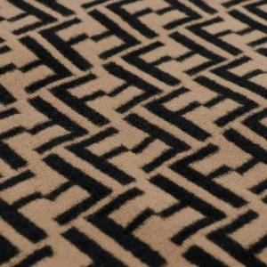 Fendi scarf beige black wool fabric with FF logo pattern soft textured accessory