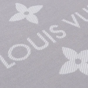 Louis Vuitton Printed Long Scarf featuring iconic logo and floral pattern, showcasing luxury design elements relevant to the product listing.