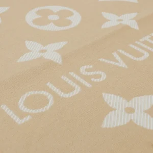 Louis Vuitton scarf beige white monogram pattern wool blend accessory