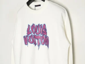 Louis Vuitton sweatshirt white cotton with pink and blue graffiti logo print on front