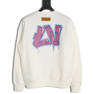 Louis Vuitton crewneck sweatshirt white cotton with pink blue graffiti logo on back