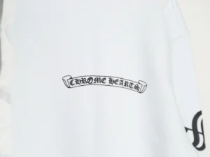 Chrome Hearts long sleeve shirt white cotton with black logo print on chest and sleeve