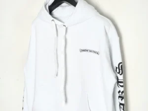 Chrome Hearts hoodie white cotton with black printed logo on chest and sleeve