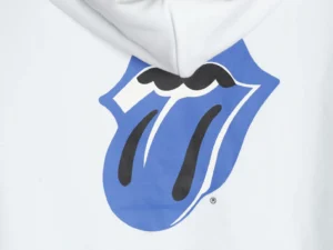 The Rolling Stones graphic hoodie white cotton blue tongue logo accessory