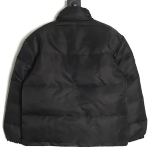 Supreme puffer jacket black nylon insulated winter coat with elastic cuffs