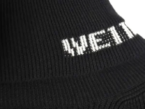 Off-White knit beanie black wool ribbed fabric with white branded logo embroidery accessory