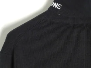 Supreme ribbed knit black turtleneck sweater cotton blend with embroidered logo collar detail