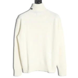 Thom Browne turtleneck sweater white wool long sleeve ribbed collar