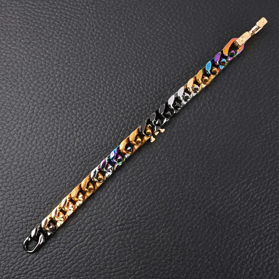 Bvlgari bracelet multicolor gold silver stainless steel Cuban link chain accessory