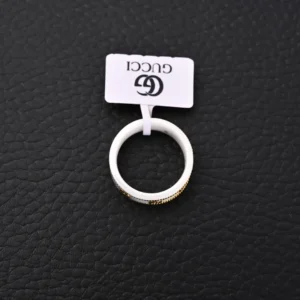 Gucci ring white ceramic gold-tone detailing accessory with branded tag
