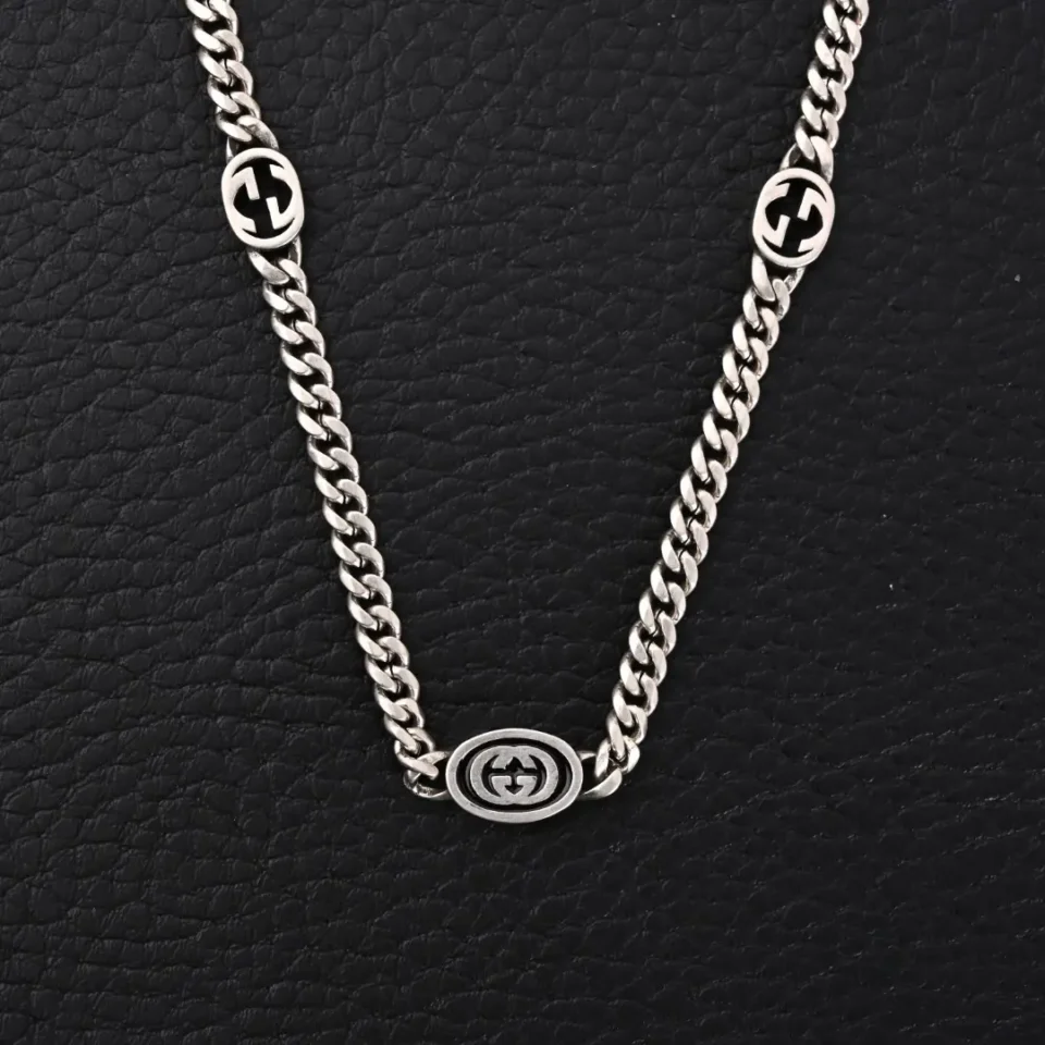 Gucci necklace silver chain with interlocking G logo links sterling silver accessory