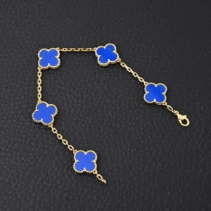 Van Cleef & Arpels Alhambra bracelet blue agate gold chain accessory luxury design