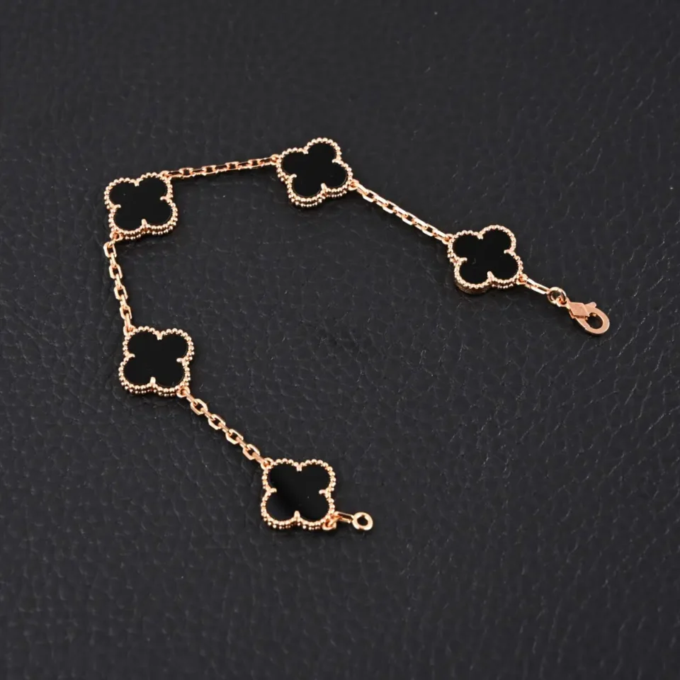 Van Cleef & Arpels Vintage Alhambra bracelet black onyx rose gold chain accessory