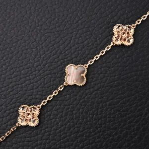Van Cleef & Arpels Alhambra bracelet pink mother-of-pearl rose gold chain jewelry