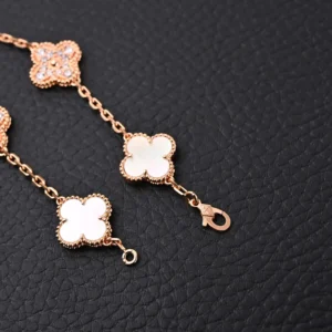 Van Cleef & Arpels Alhambra bracelet rose gold mother-of-pearl clover chain accessory with lobster clasp