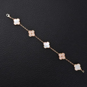 Van Cleef & Arpels Alhambra bracelet rose gold mother-of-pearl diamond accents luxury accessory