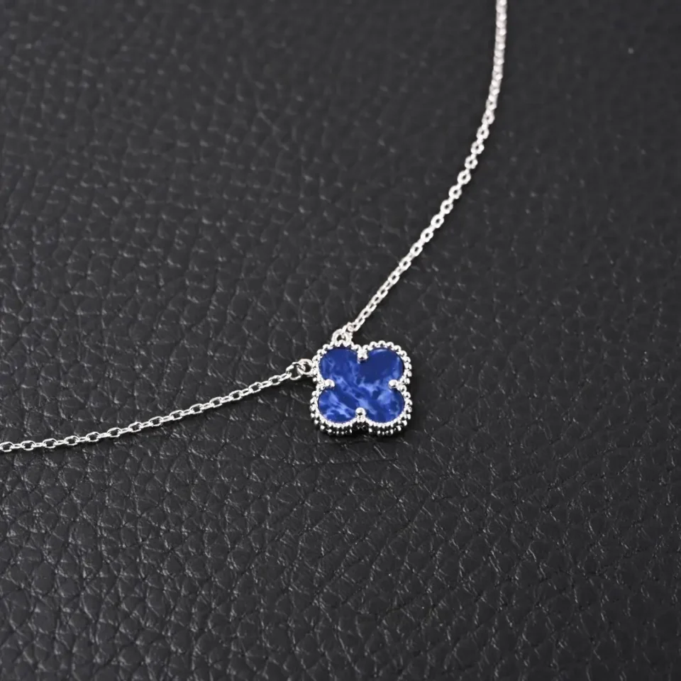 Van Cleef & Arpels Alhambra necklace blue mother-of-pearl clover white gold chain accessory