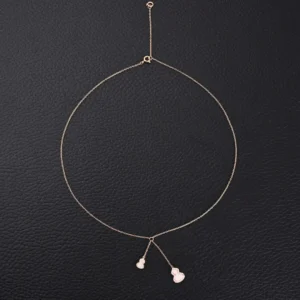 Qeelin Kirin Tassel Natural Beimu Gourd Necklace featuring pure silver electroplating and 18k gold, adorned with high carbon diamonds and natural red agate, displayed against a dark background.