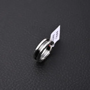 Bvlgari B.Zero1 ring black ceramic stainless steel band accessory with engraved logo