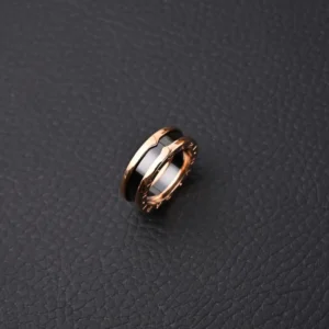 Bvlgari B.zero1 ring rose gold black ceramic band luxury accessory