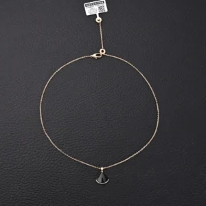 Bvlgari necklace rose gold chain black fan-shaped pendant delicate design accessory
