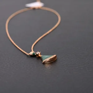 Repsgoat necklace green pendant rose gold chain jewelry accessory elegant design