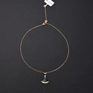 Bvlgari necklace black enamel pendant rose gold chain delicate accessory