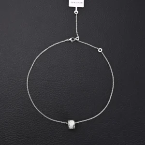 Bvlgari necklace silver chain with pavé diamond ring pendant sterling silver jewelry accessory