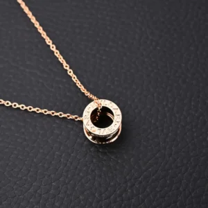 Bvlgari necklace rose gold circular pendant chain fine jewelry accessory