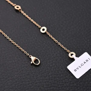 Bvlgari necklace rose gold chain with round engraved links sterling silver jewelry accessory
