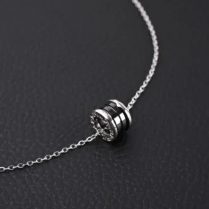 Bvlgari B.zero1 necklace silver chain black ceramic ring stainless steel accessory