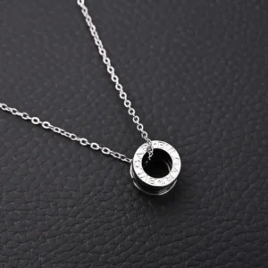 Bvlgari B.zero1 necklace silver stainless steel circle pendant on silver chain
