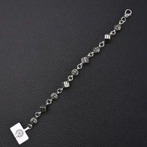 Chrome Hearts bracelet silver metal dice and cross motifs chain link accessory