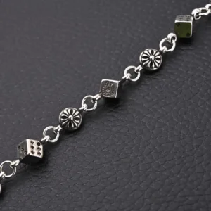 Chrome Hearts bracelet silver colorsterling silver metal with cross and dice motifs charm chain accessory