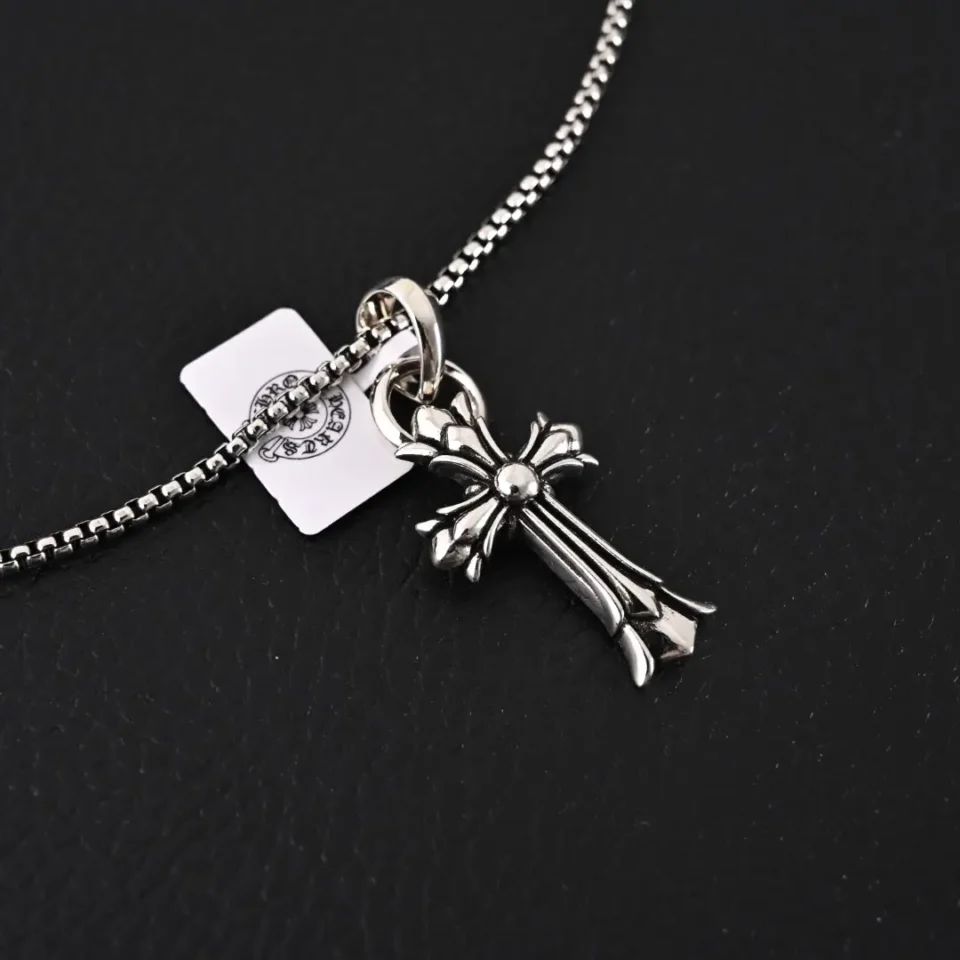Chrome Hearts cross pendant necklace silver metal gothic design accessory
