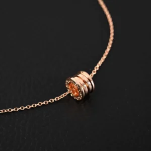 Bvlgari B.zero1 necklace rose gold plated chain spiral design circular pendant accessory