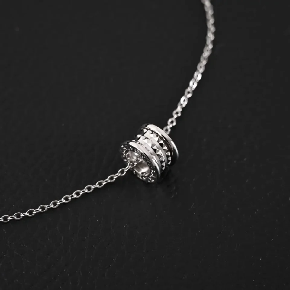 Bvlgari B.zero1 necklace silver stainless steel chain with spiral ring pendant design accessory