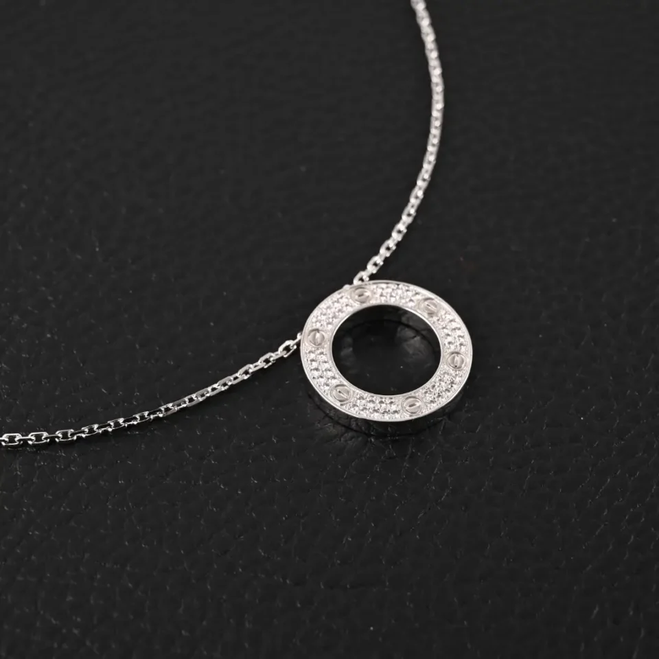 Cartier Love necklace silver white gold diamond circle pendant jewelry accessory
