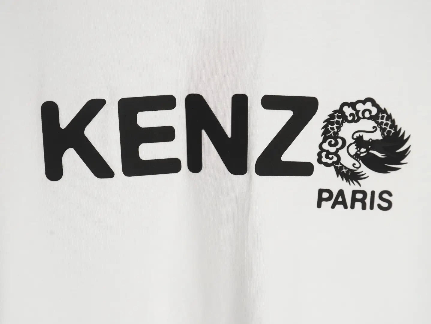 Kenzo graphic t-shirt white cotton with black KENZO Paris logo and dragon design