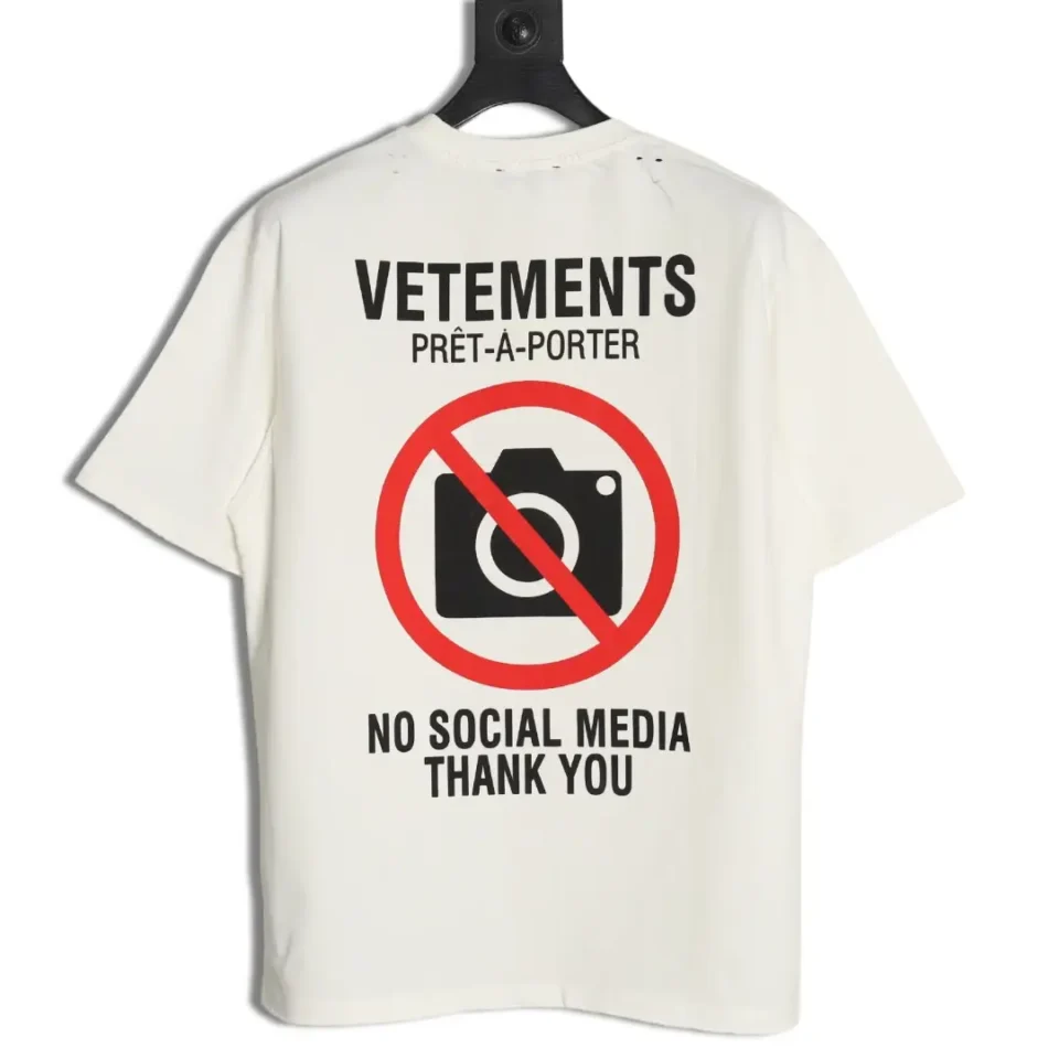 Vetements T-shirt white cotton no social media print oversized casual tee