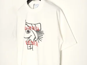 Bottega Veneta graphic T-shirt white cotton with black and red abstract print design
